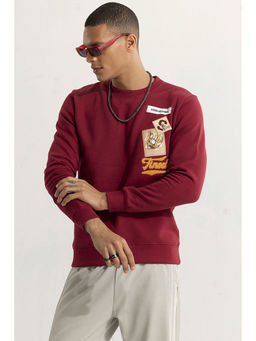 Snitch - Maroon Crew Neck Printed Sweatshirt