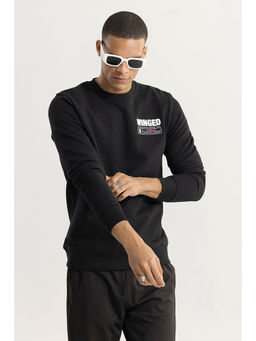 Snitch - Black Crew Neck Printed Sweatshirt