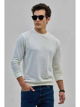 Snitch - White Crew Neck Textured Sweatshirt