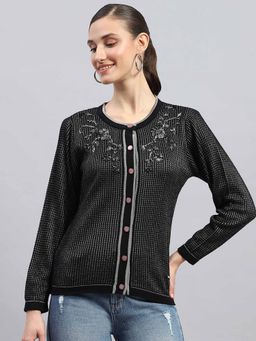 Monte Carlo - Black Floral Embroidered Cardigan
