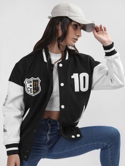 CHKOKKO - Black Oversized Varsity Jacket