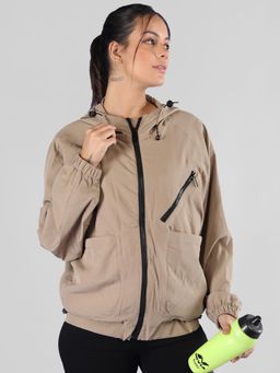 CHKOKKO - Khaki Oversized Zipper Jacket