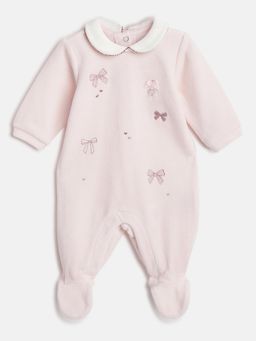 Chicco - Pink Girls Embroidered Sleepsuit
