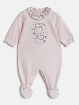 Chicco - Pink Girls Embroidered Sleepsuit