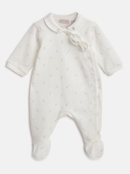 Chicco - Girls Floral Printed Front Opening Cotton Sleepsuit