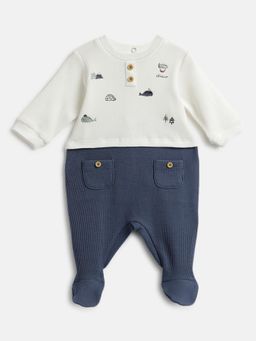 Chicco - White Boys Embroidered Sleepsuit