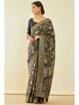 Soch - Womens Black Georgette Zari Woven Saree With Zari With Unstitched Blouse