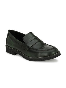 CARLO ROMANO - Burnish Leather Green Slip On Moccasins