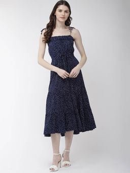Twenty Dresses by Nykaa Fashion - Navy Blue Play With Polka Midi Dress