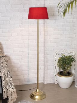 Homesake - Metal Standing Floor Lamp Gold Straight Red