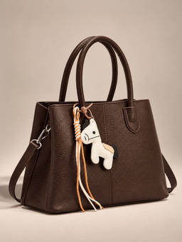 Lino Perros - Voyage Saddle Charm Coffee Satchel Bag with Detachable Strap