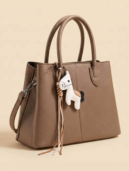 Lino Perros - Voyage Saddle Charm Beige Satchel Bag with Detachable Strap
