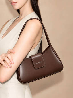 Lino Perros - Ella Vogue Coffee Shoulder Bag with Detachable Strap