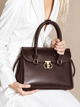 Lino Perros - Voyage Prestige Coffee Satchel Bag with Detachable Strap