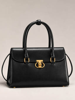 Lino Perros - Voyage Prestige Black Satchel Bag with Detachable Strap