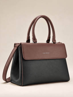Lino Perros - Voyage Dual Tone Black Satchel Bag with Detachable Strap