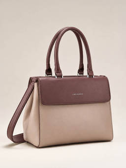 Lino Perros - Voyage Dual Tone Taupe Satchel Bag with Detachable Strap