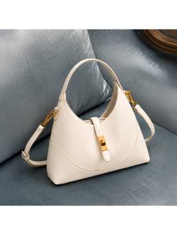 Lino Perros - Ella Crescent Off-White Handbag with Mini Pouch & Detachable Strap