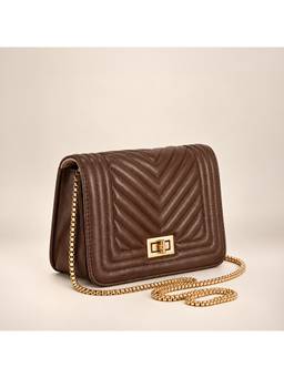 Lino Perros - Women's Quilted Coffee Sling Bag with Detachable Strap