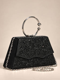 Lino Perros - Texas Sia Black Clutch with Detachable Strap