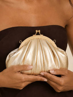 Lino Perros - Texas Tara Light Gold Clutch with Detachable Strap