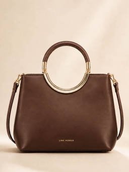 Lino Perros - Ella Tessa Coffee Satchel Bag with Detachable Strap