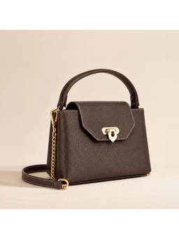 Lino Perros - Ella Myra Coffee Satchel Bag with Detachable Strap