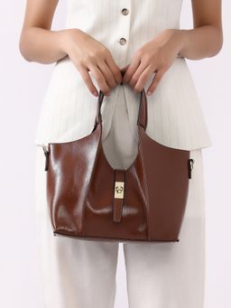 Haute Sauce - Womens The Foldara Handbag - Chocolate Brown