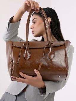 Haute Sauce - Womens The Large Medis Satchel Bag - Chocolate Brown