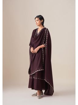 AMPM - Burgundy Meher Kurta with Palazzo and Dupatta