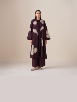 AMPM - Burgundy Mazira Kurta and Jacket with Pant