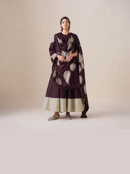 AMPM - Burgundy Omira Kurta with Pant and Dupatta