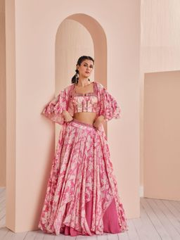 MANDIRA WIRK - Printed Chiffon Lehenga Set