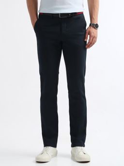 Arrow Sports - Blue Men's Dobby Mid Rise Casual Trouser