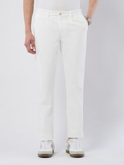 U.S. POLO ASSN. - White Men's Mid Rise Denver Slim Fit Casual Trouser