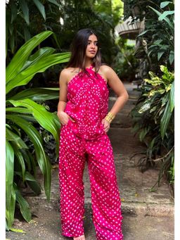RAISHAA - Pink Raspberry Bandhani Print Co-Ord (Set of 2)