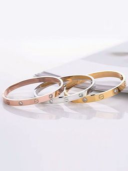 Jewels Galaxy - Jewellery For Women Astonishing Rose-Silver-Gold Plated Love AD Bracelet Combo