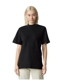 American Apparel - Unisex Pique Mock Neck Black T-Shirt