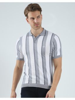 Monte Carlo - Men Striped Collar Neck Polo T-Shirt