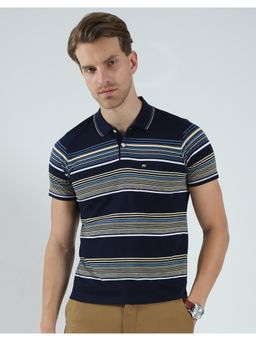 Monte Carlo - Men Striped Collar Neck Polo T-Shirt