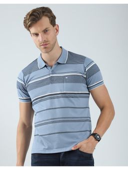 Monte Carlo - Men Striped Collar Neck Polo T-Shirt
