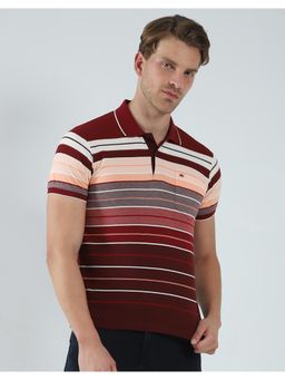 Monte Carlo - Men Striped Collar Neck Polo T-Shirt