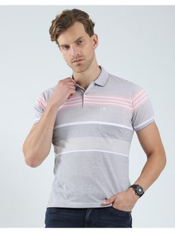 Monte Carlo - Men Striped Collar Neck Polo T-Shirt