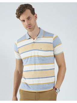 Monte Carlo - Men Striped Collar Neck Polo T-Shirt