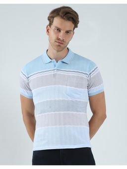 Monte Carlo - Men Striped Collar Neck Polo T-Shirt