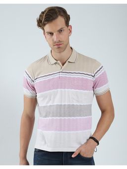 Monte Carlo - Men Striped Collar Neck Polo T-Shirt