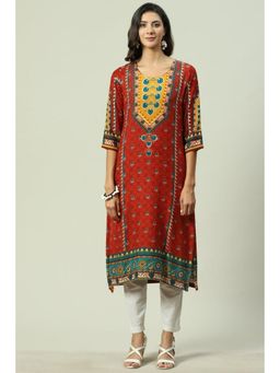 Biba - Rust Printed Kurta