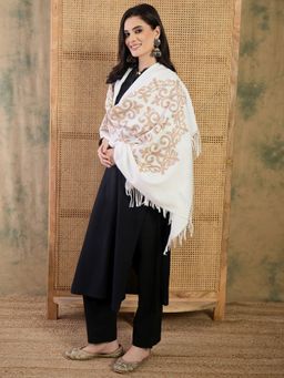 InWeave - Aari Work White Shawl