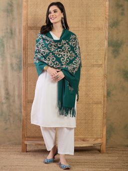 InWeave - Aari Work Teal Shawl