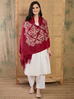 InWeave - Aari Work Red Shawl